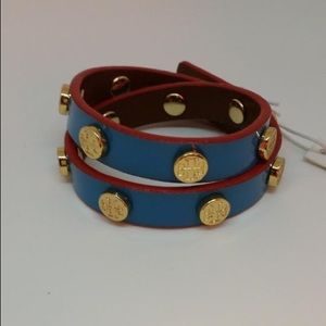 Tory burch blue double wrap bracelet